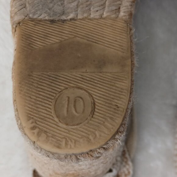 Women's Andre Assous Black & Beige Striped Wedge Heel Espadrille Sandals Size 10 - Picture 9 of 11